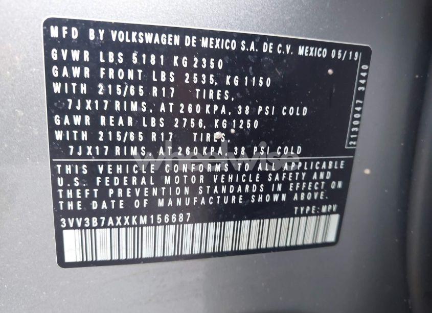 Photo 9 of 2019 Volkswagen Tiguan 2.0T SE/2.0T SEL/2.0T SEL R-LINE/2.0T SEL R-LINE BLACK (VIN 3VV3B7AXXKM156687)