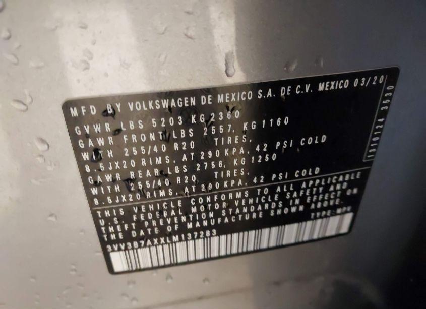 Photo 9 of 2020 Volkswagen Tiguan (VIN 3VV3B7AXXLM137283)