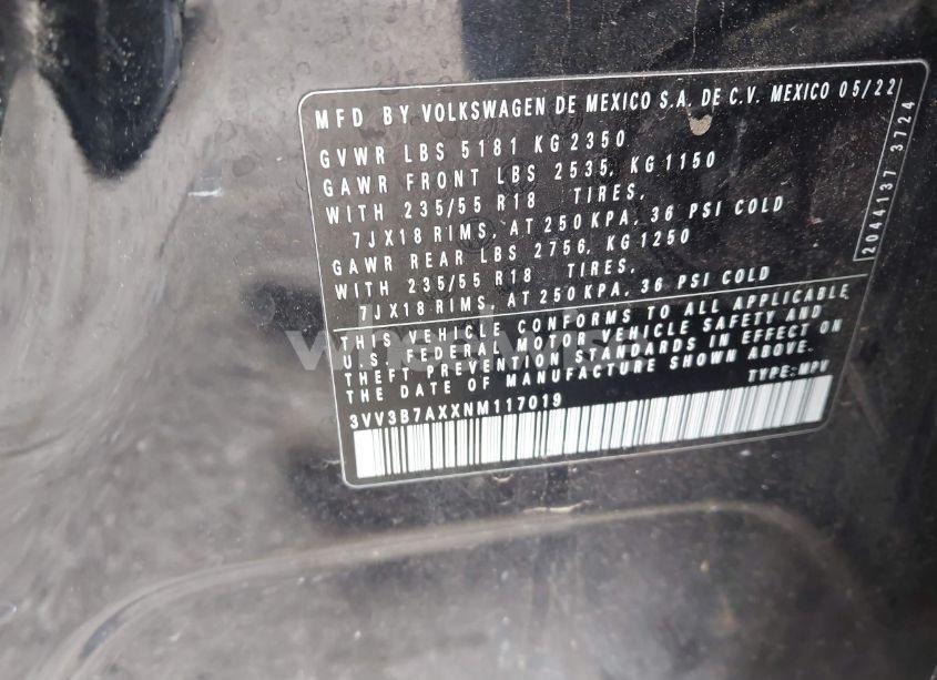 Photo 9 of 2022 Volkswagen Tiguan 2.0T SE (VIN 3VV3B7AXXNM117019)