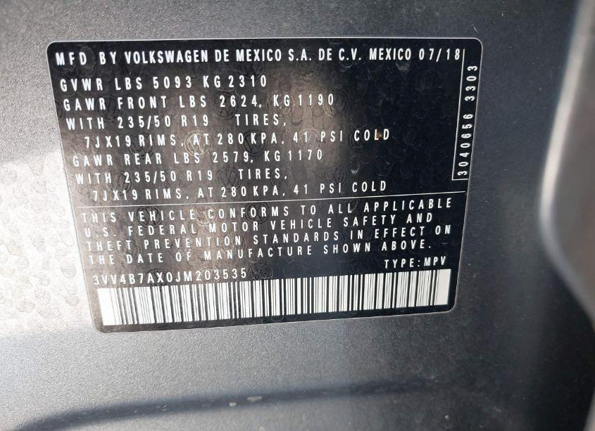 Photo 9 of 2018 Volkswagen Tiguan 2.0T SEL PREMIUM (VIN 3VV4B7AX0JM203535)