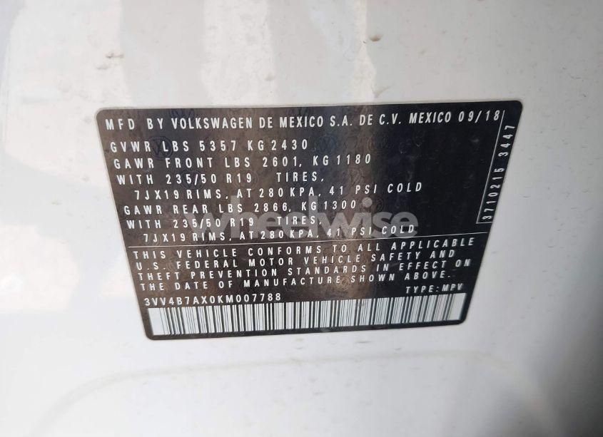 Photo 9 of 2019 Volkswagen Tiguan 2.0T SEL PREMIUM/2.0T SEL PREMIUM R-LINE (VIN 3VV4B7AX0KM007788)