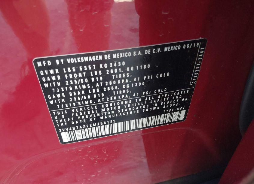 Photo 9 of 2019 Volkswagen Tiguan 2.0T SEL PREMIUM/2.0T SEL PREMIUM R-LINE (VIN 3VV4B7AX2KM156123)