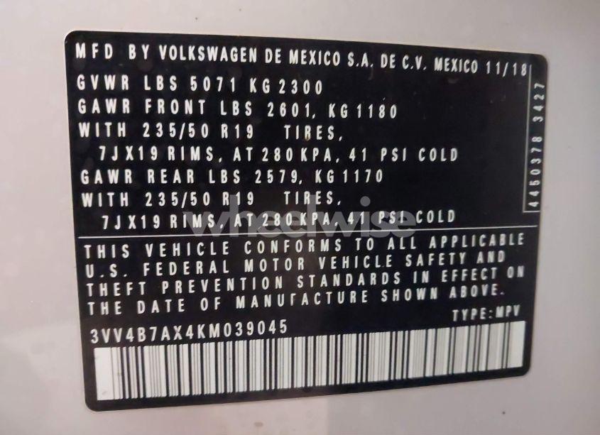 Photo 9 of 2019 Volkswagen Tiguan 2.0T SEL PREMIUM/2.0T SEL PREMIUM R-LINE (VIN 3VV4B7AX4KM039045)