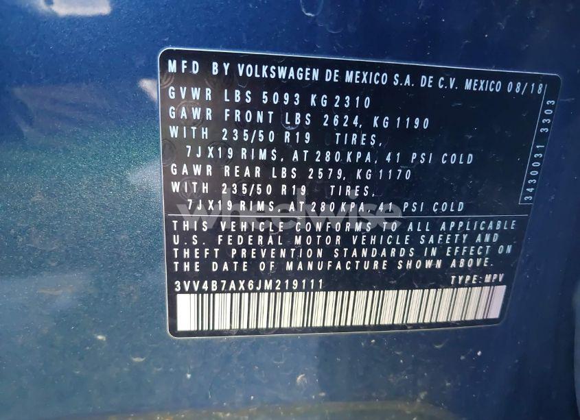 Photo 9 of 2018 Volkswagen Tiguan 2.0T SEL PREMIUM (VIN 3VV4B7AX6JM219111)