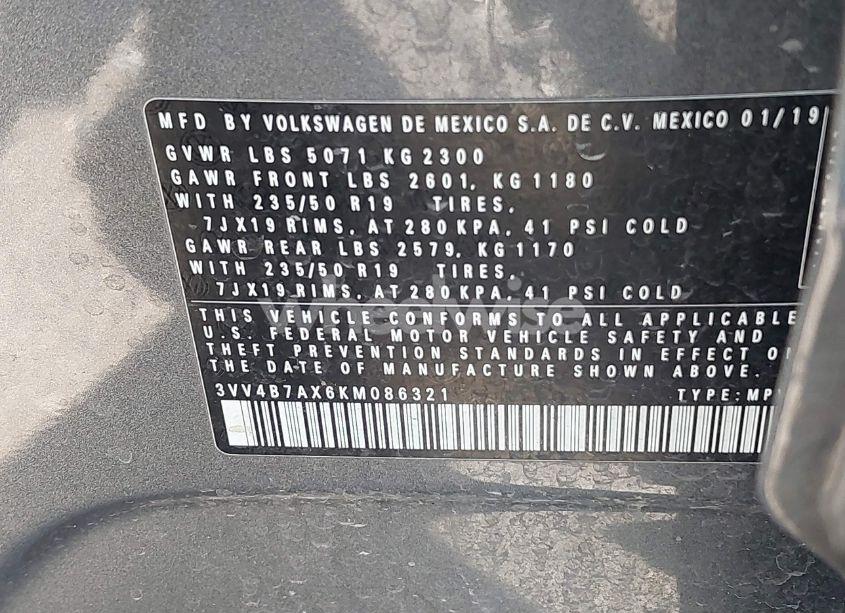 Photo 9 of 2019 Volkswagen Tiguan 2.0T SEL PREMIUM/2.0T SEL PREMIUM R-LINE (VIN 3VV4B7AX6KM086321)