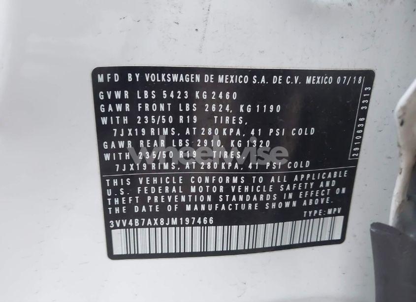 Photo 9 of 2018 Volkswagen Tiguan 2.0T SEL PREMIUM (VIN 3VV4B7AX8JM197466)