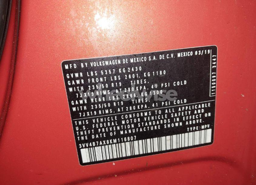 Photo 9 of 2019 Volkswagen Tiguan 2.0T SEL PREMIUM/2.0T SEL PREMIUM R-LINE (VIN 3VV4B7AX8KM116807)