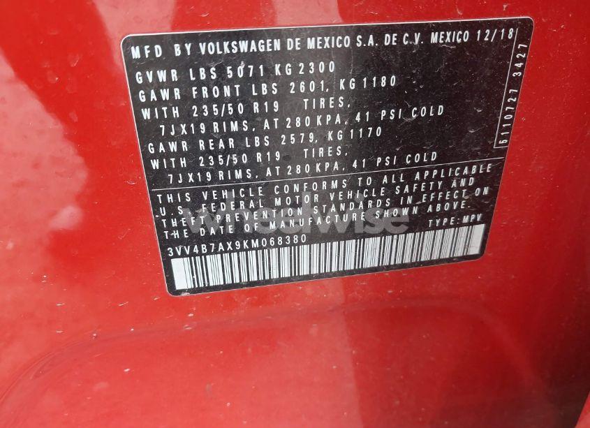 Photo 9 of 2019 Volkswagen Tiguan 2.0T SEL PREMIUM/2.0T SEL PREMIUM R-LINE (VIN 3VV4B7AX9KM068380)