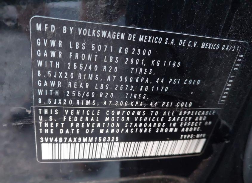 Photo 9 of 2021 Volkswagen Tiguan 2.0T SEL PREMIUM R-LINE (VIN 3VV4B7AX9MM158325)