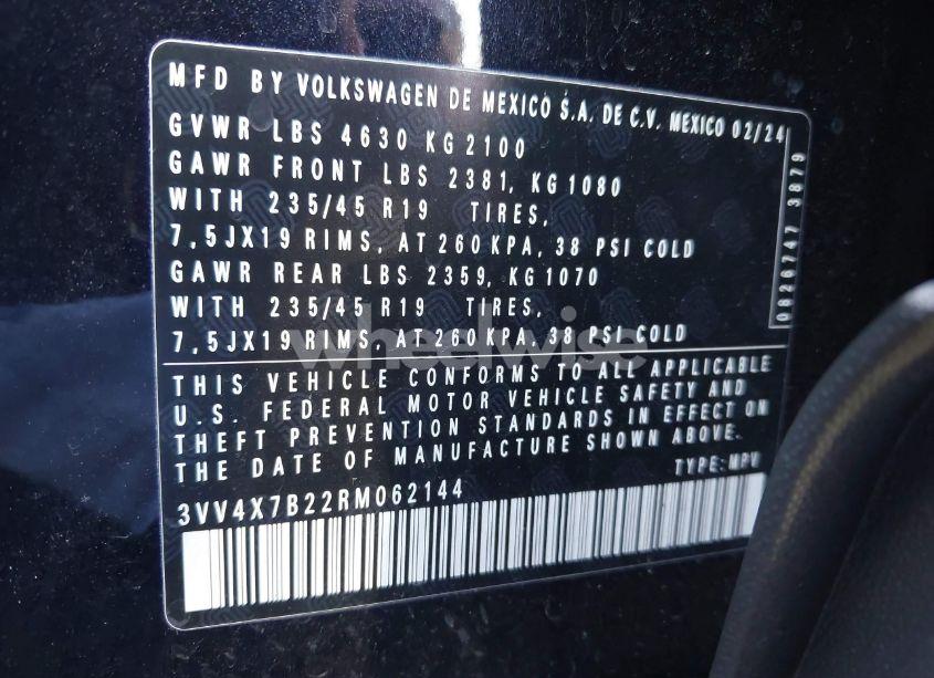 Photo 9 of 2024 Volkswagen Taos 1.5T SEL (VIN 3VV4X7B22RM062144)