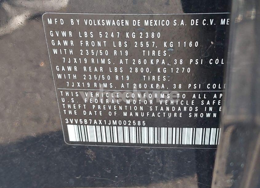 Photo 9 of 2018 Volkswagen Tiguan 2.0T SEL PREMIUM (VIN 3VV5B7AX1JM002585)