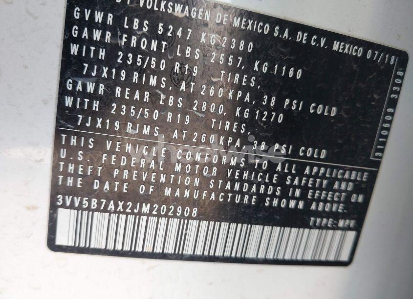 Photo 9 of 2018 Volkswagen Tiguan 2.0T SEL PREMIUM (VIN 3VV5B7AX2JM202908)