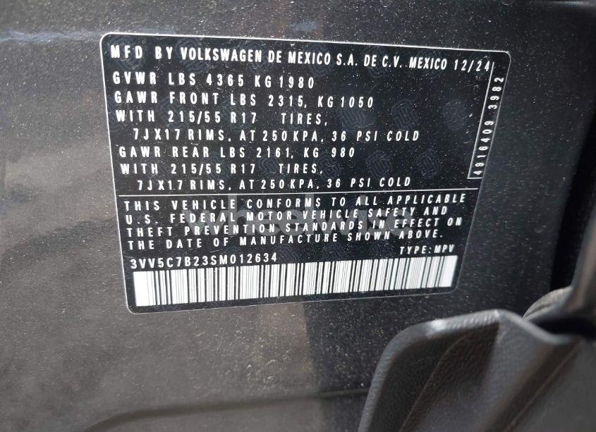 Photo 9 of 2025 Volkswagen Taos 1.5T S (VIN 3VV5C7B23SM012634)