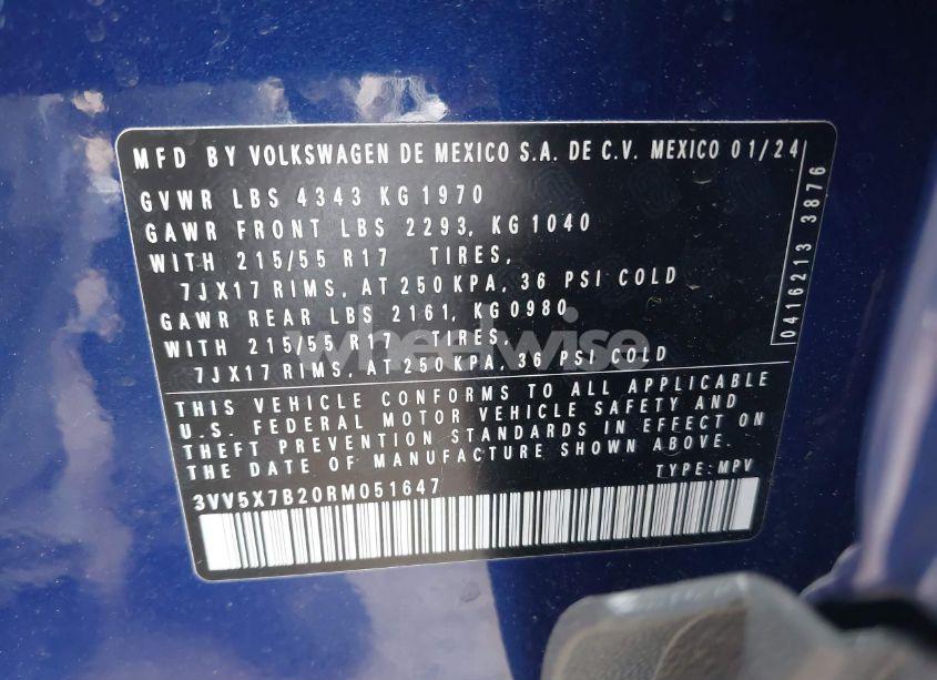 Photo 9 of 2024 Volkswagen Taos 1.5T S (VIN 3VV5X7B20RM051647)