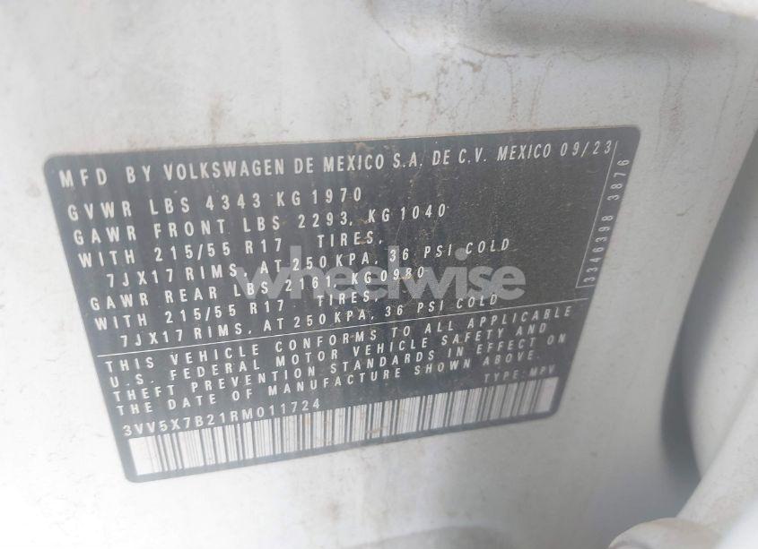 Photo 9 of 2024 Volkswagen Taos 1.5T S (VIN 3VV5X7B21RM011724)