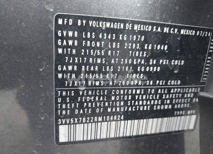 Photo 9 of 2024 Volkswagen Taos 1.5T S (VIN 3VV5X7B22RM104624)