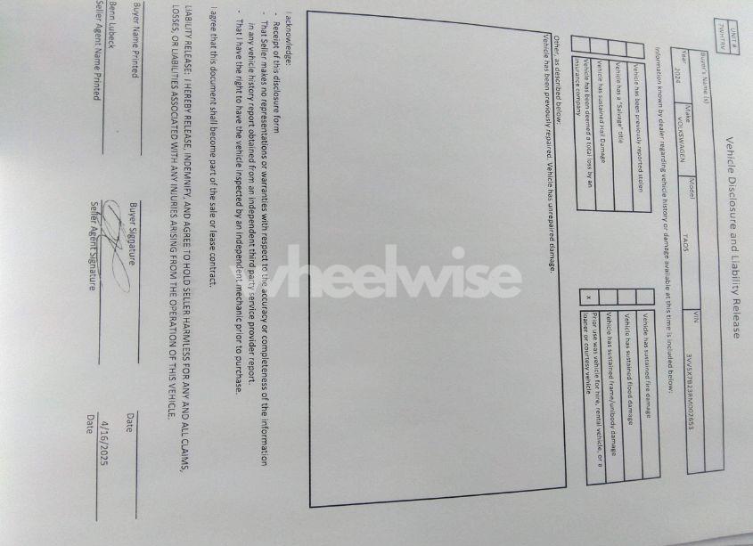 Photo 17 of 2024 Volkswagen Taos 1.5T S (VIN 3VV5X7B23RM002653)