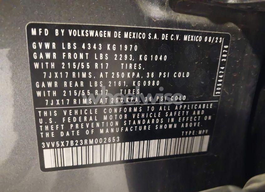 Photo 9 of 2024 Volkswagen Taos 1.5T S (VIN 3VV5X7B23RM002653)