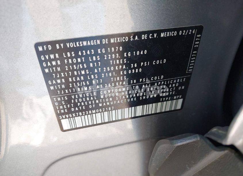 Photo 9 of 2024 Volkswagen Taos 1.5T S (VIN 3VV5X7B23RM062187)