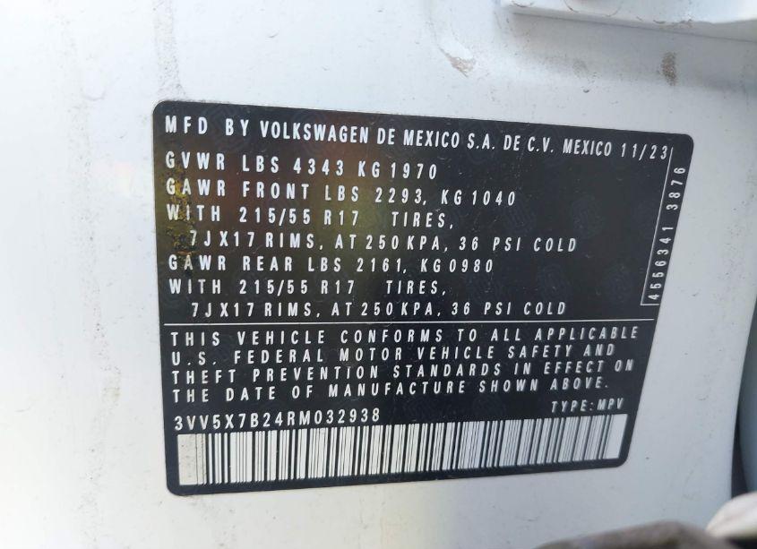 Photo 9 of 2024 Volkswagen Taos 1.5T S (VIN 3VV5X7B24RM032938)