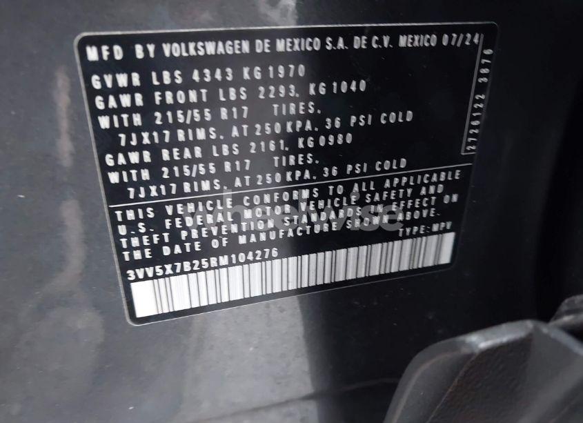 Photo 9 of 2024 Volkswagen Taos 1.5T S (VIN 3VV5X7B25RM104276)