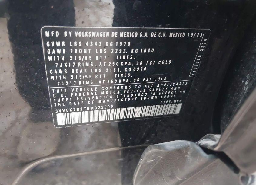 Photo 9 of 2024 Volkswagen Taos 1.5T S (VIN 3VV5X7B27RM022999)