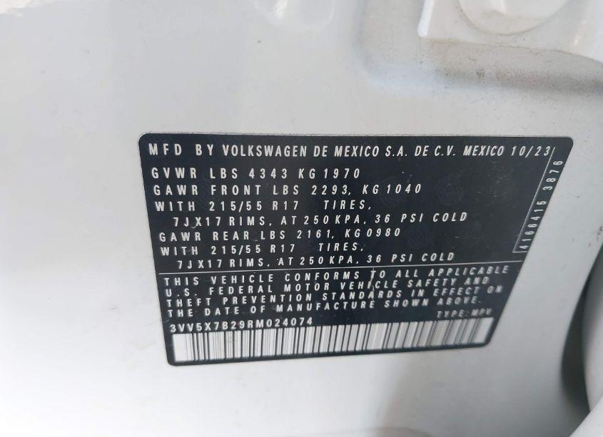 Photo 9 of 2024 Volkswagen Taos 1.5T S (VIN 3VV5X7B29RM024074)