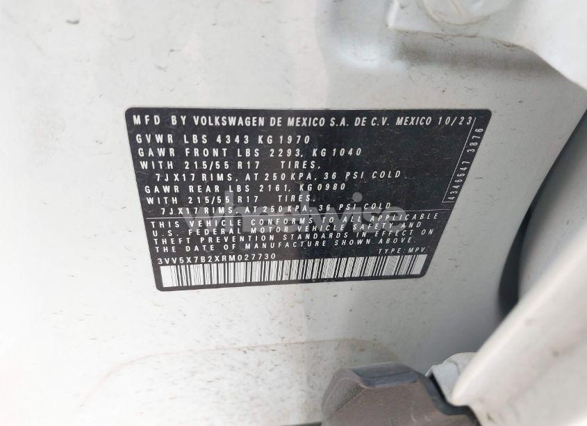 Photo 9 of 2024 Volkswagen Taos 1.5T S (VIN 3VV5X7B2XRM027730)