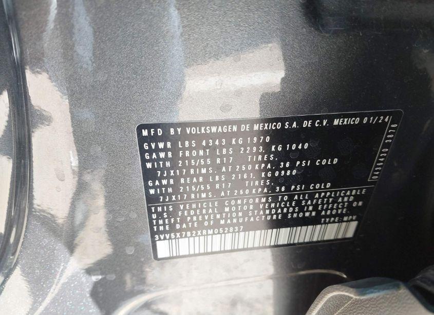 Photo 9 of 2024 Volkswagen Taos 1.5T S (VIN 3VV5X7B2XRM052837)