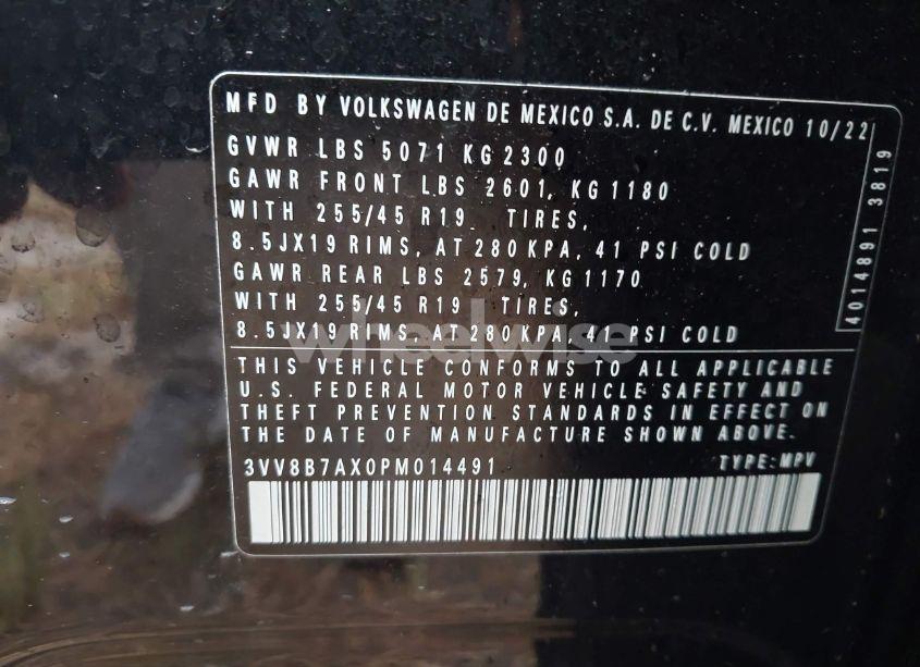 Photo 9 of 2023 Volkswagen Tiguan 2.0T SE R-LINE BLACK (VIN 3VV8B7AX0PM014491)