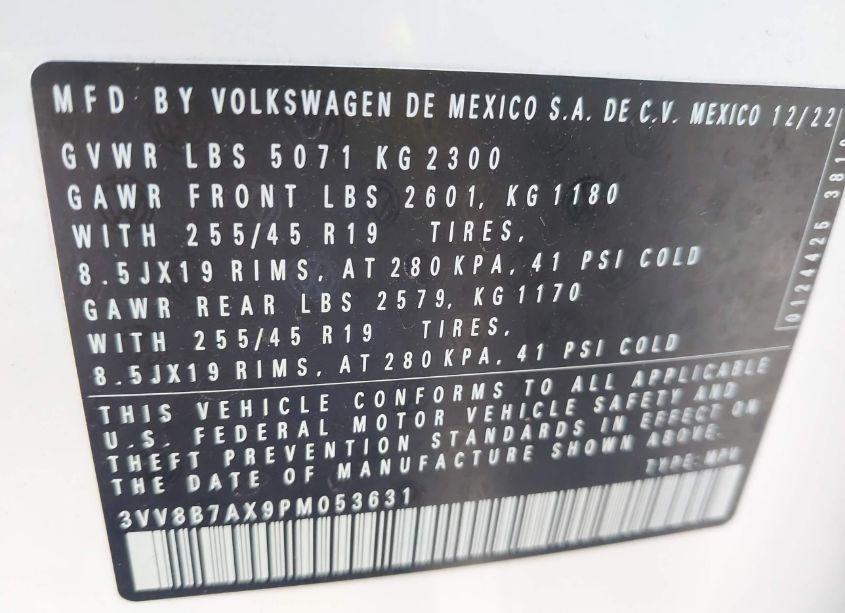 Photo 9 of 2023 Volkswagen Tiguan 2.0T SE R-LINE BLACK (VIN 3VV8B7AX9PM053631)