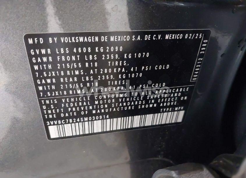 Photo 9 of 2025 Volkswagen Taos 1.5T S (VIN 3VV8C7B24SM030914)