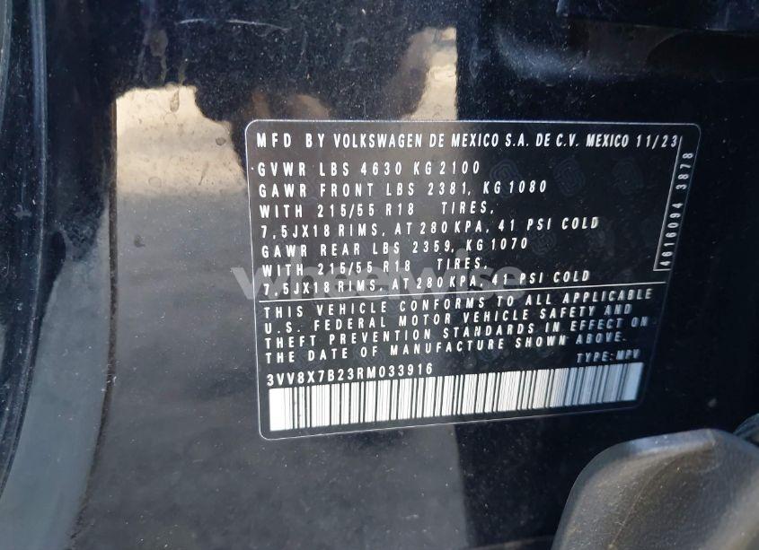 Photo 9 of 2024 Volkswagen Taos 1.5T S (VIN 3VV8X7B23RM033916)