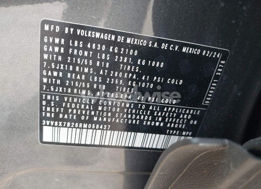 Photo 9 of 2024 Volkswagen Taos 1.5T S (VIN 3VV8X7B26RM058437)