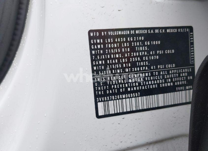 Photo 9 of 2024 Volkswagen Taos 1.5T S (VIN 3VV8X7B26RM069597)