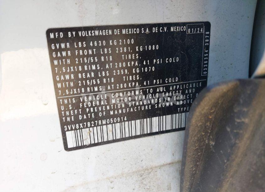 Photo 9 of 2024 Volkswagen Taos 1.5T S (VIN 3VV8X7B27RM050914)