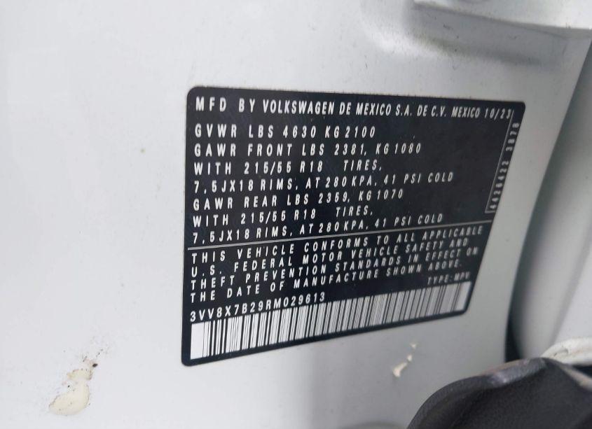 Photo 9 of 2024 Volkswagen Taos 1.5T S (VIN 3VV8X7B29RM029613)