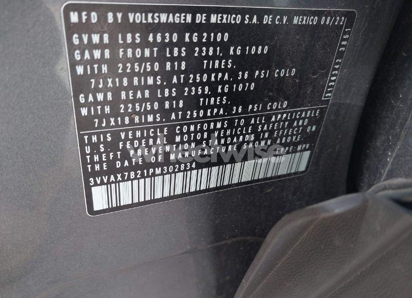 Photo 9 of 2023 Volkswagen Taos 1.5T S (VIN 3VVAX7B21PM302834)