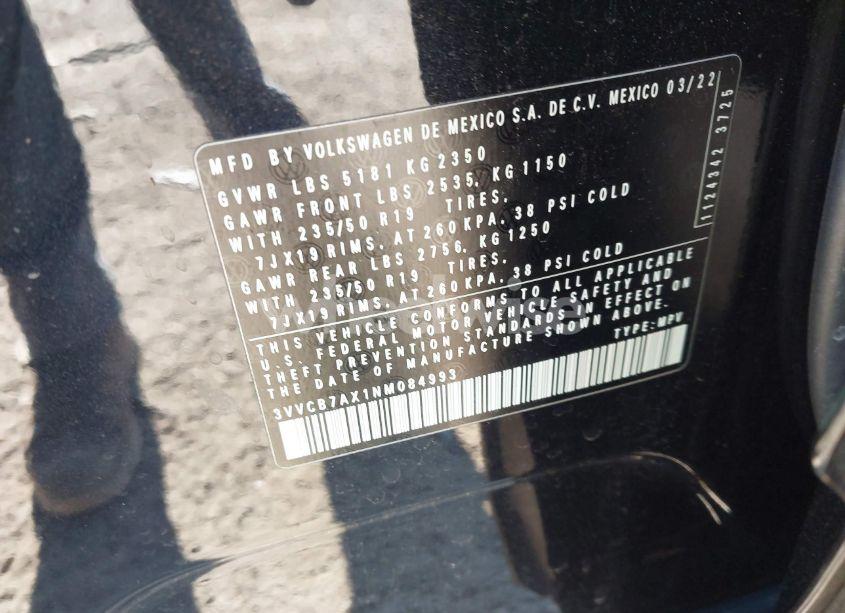 Photo 9 of 2022 Volkswagen Tiguan 2.0T SE R-LINE BLACK (VIN 3VVCB7AX1NM084993)