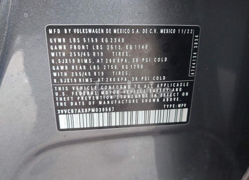 Photo 9 of 2023 Volkswagen Tiguan 2.0T SE R-LINE BLACK (VIN 3VVCB7AX8PM039567)