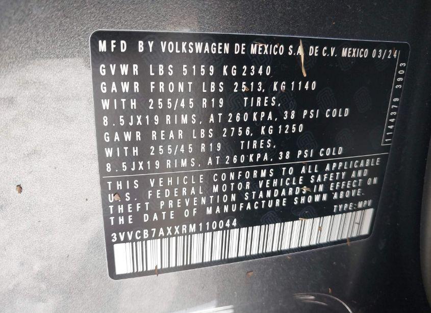 Photo 9 of 2024 Volkswagen Tiguan 2.0T SE R-LINE BLACK/SE BLACK (VIN 3VVCB7AXXRM110044)