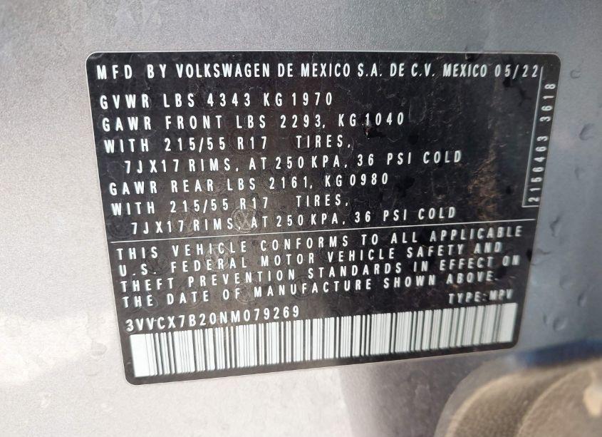 Photo 9 of 2022 Volkswagen Taos 1.5T S (VIN 3VVCX7B20NM079269)