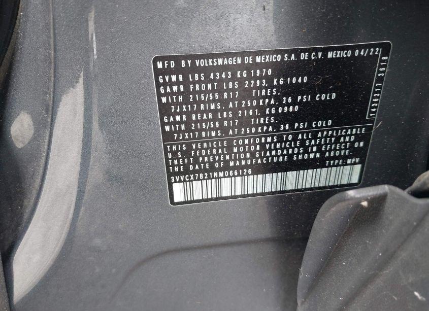 Photo 9 of 2022 Volkswagen Taos 1.5T S (VIN 3VVCX7B21NM066126)