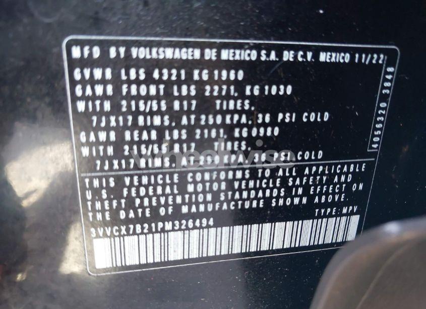 Photo 9 of 2023 Volkswagen Taos 1.5T S (VIN 3VVCX7B21PM326494)