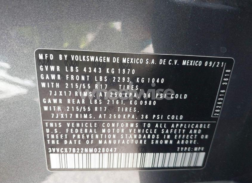 Photo 9 of 2022 Volkswagen Taos 1.5T S (VIN 3VVCX7B22NM028047)