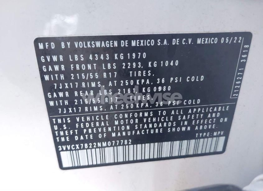 Photo 9 of 2022 Volkswagen Taos 1.5T S (VIN 3VVCX7B22NM077782)