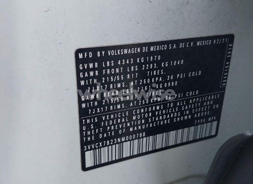 Photo 9 of 2022 Volkswagen Taos 1.5T S (VIN 3VVCX7B23NM000788)