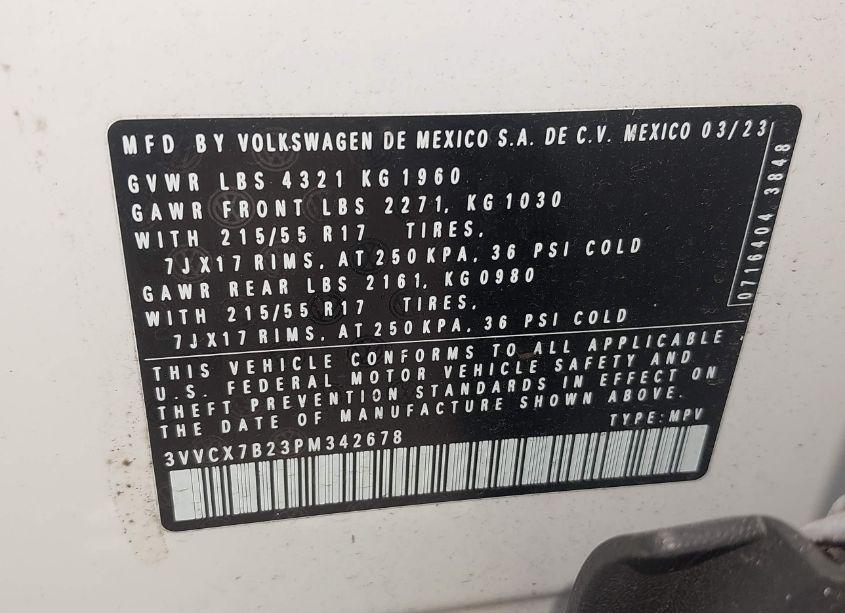 Photo 9 of 2023 Volkswagen Taos 1.5T S (VIN 3VVCX7B23PM342678)