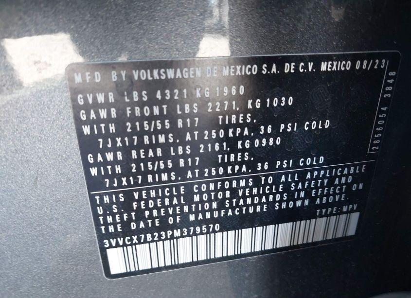 Photo 9 of 2023 Volkswagen Taos 1.5T S (VIN 3VVCX7B23PM379570)