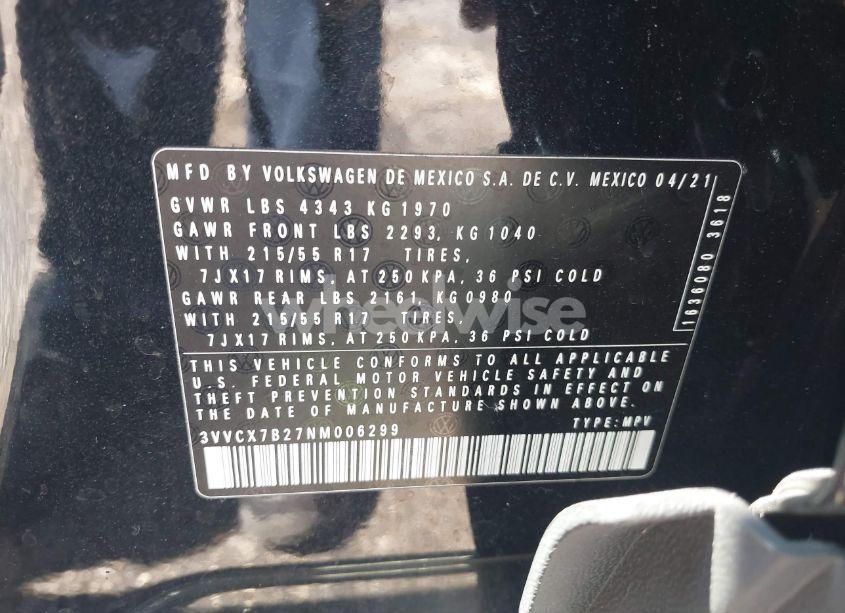 Photo 9 of 2022 Volkswagen Taos 1.5T S (VIN 3VVCX7B27NM006299)